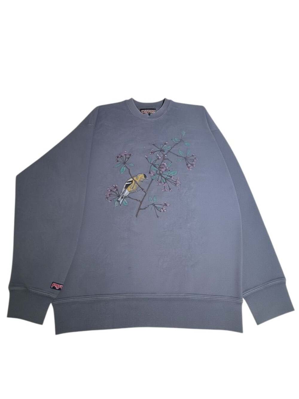 Vintage 90s JanSport Faded Slate Blue Bird & Floral Graphic Sweatshirt XL